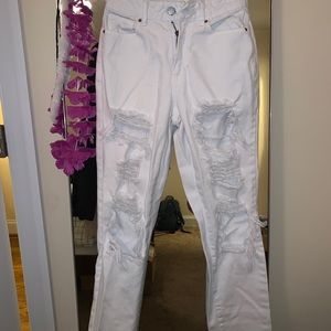 PacSun High Waisted White Distressed Jeans